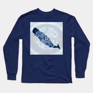 Whale Mandala tie dye indigo blue Long Sleeve T-Shirt